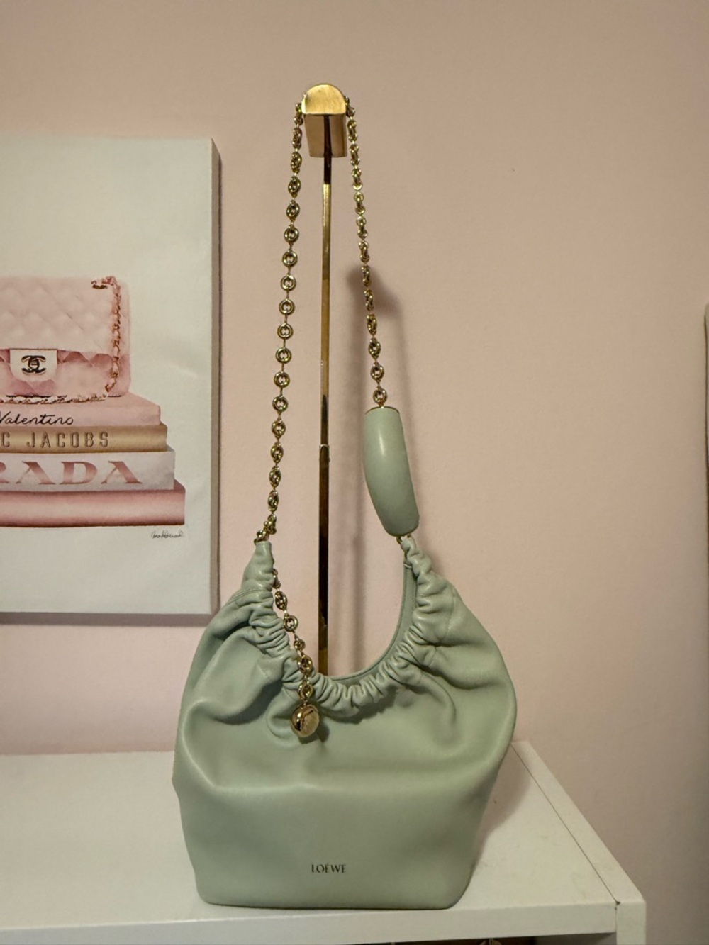 Loewe squeeze jade spring bag small gold hardware